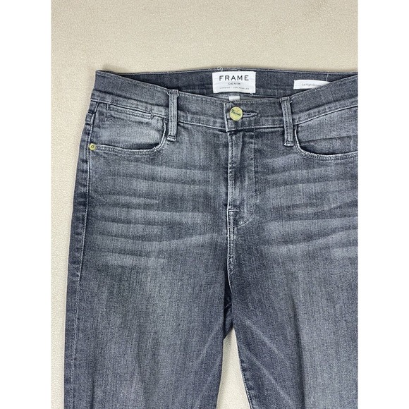 Frame jeans Womens 26 Black Le High Skinny Denim Raw Hem Mid Rise Adult - Picture 2 of 13